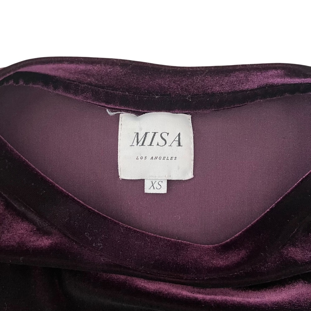 MISA Los Angeles Je T'adore Burgundy Velvet Puff Sleeve Sweatshirt Sweater SZ XS - Picture 7 of 12